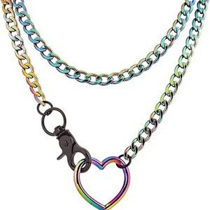 Goth Chunky Chain Necklace Gothic Punk Grunge Necklace Jewelry‎ Chain Heart